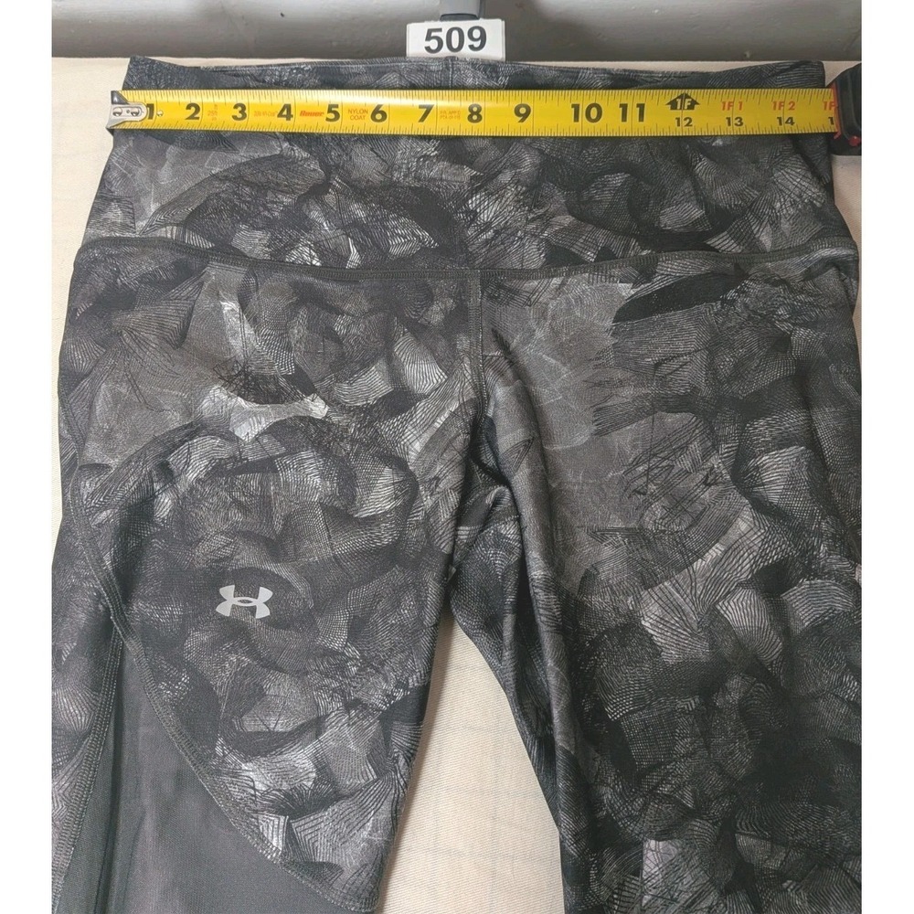 Under Armour Compression Ankle Leggings Women's Black Gray Abstract Size L